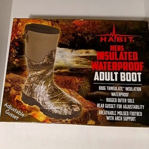 Habit Mens Camo 800g Thinsulated Waterproof Rear Gussett Adult Boot w/Arch Sz: 8